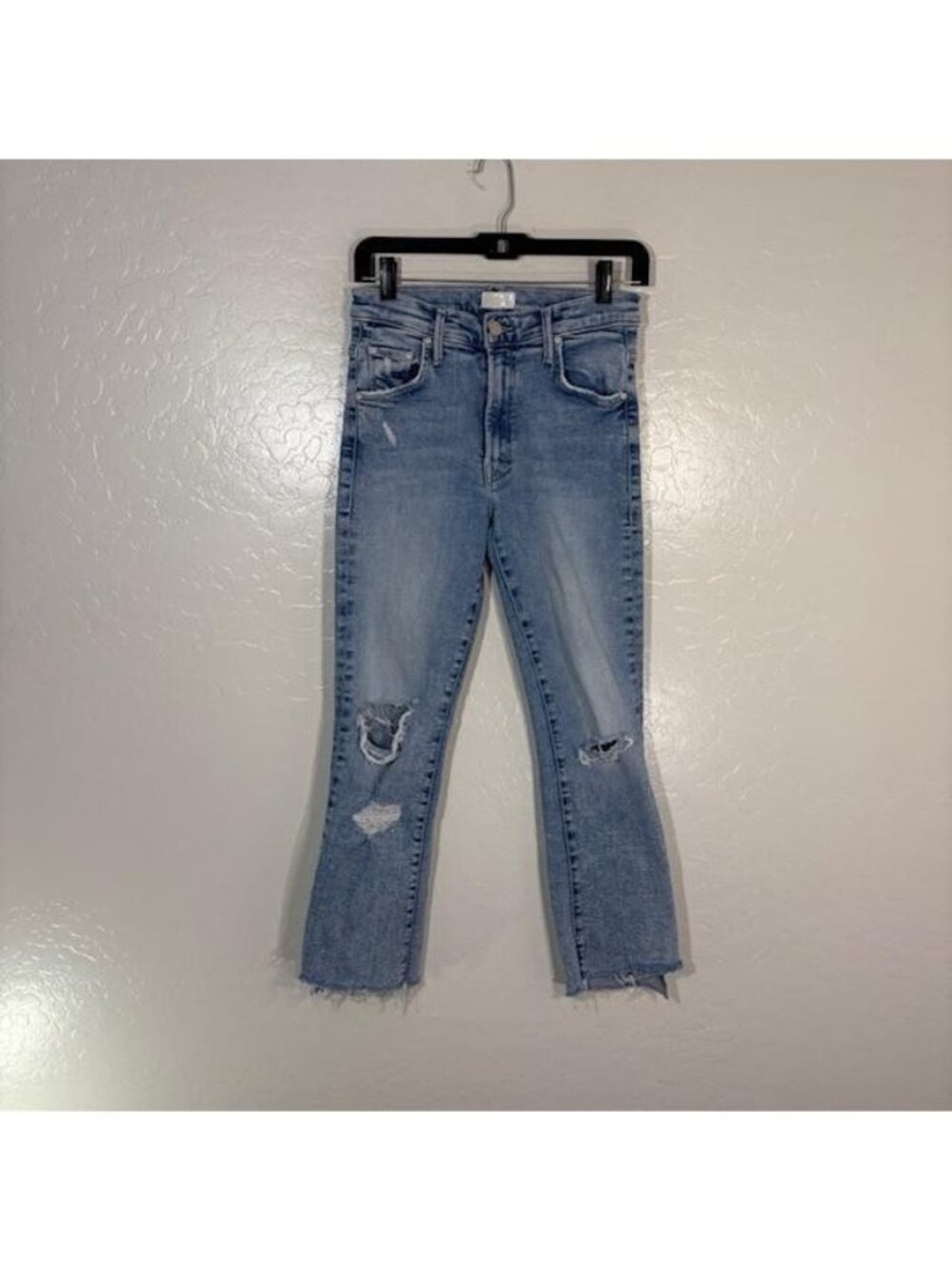 Mother Jeans Womens 26 Light Wash Insider Crop Step Fray Raw Hem Distressed